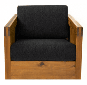 Wooden chair with fabric black cushion