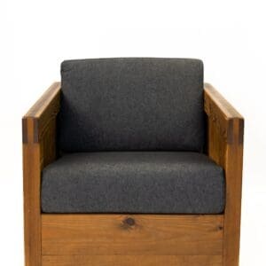 Wooden chair with fabric charcoal cushion