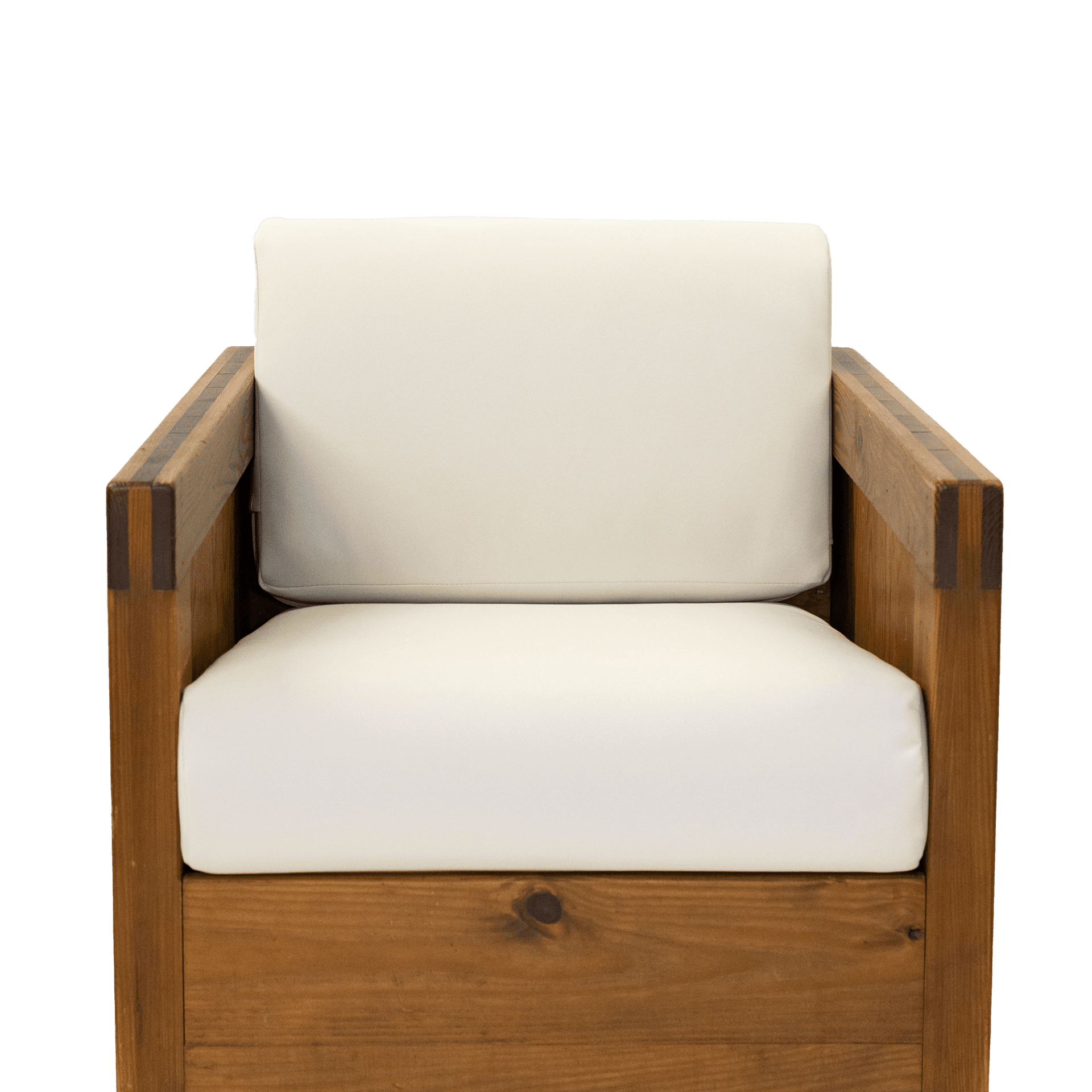 Wooden chair with fabric vinyl cream cushion