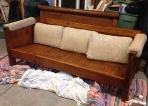 Cargo® Sofa with stained wood (before ReplaceYourCushions)